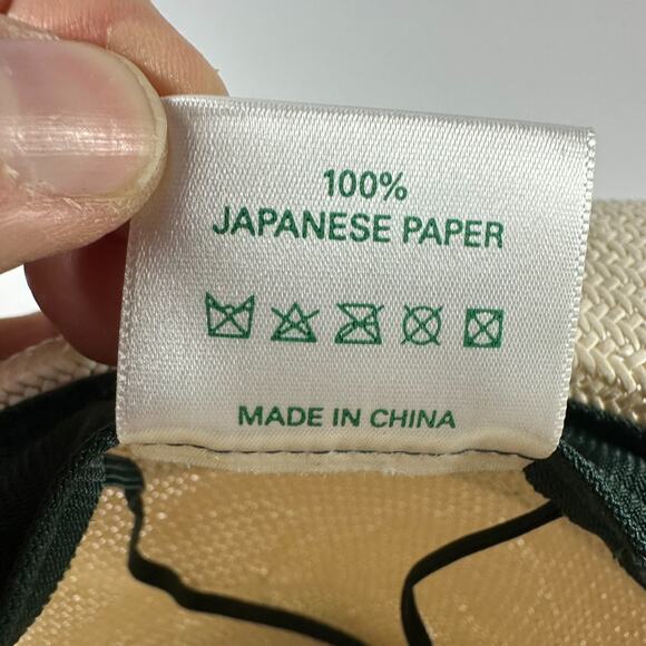 Rolex Fedora Panama Hat Unisex Cream and Green 100% Japanese Paper, Need Reshape - Picture 7 of 7